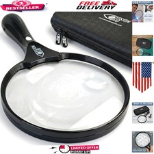 Large 5.5" LED Magnifier Loupe with USB Recharge - Perfect for Low Vision