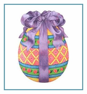 Vintage Easter Decorated Easter Egg with Bow Counted Cross Stitch Pattern