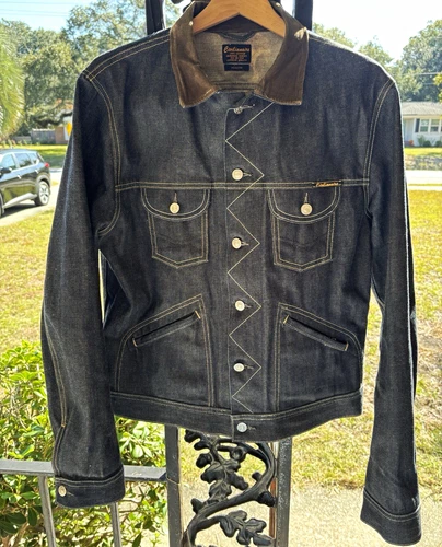 Civilianaire Javanese Men's Trucker Jacket 100% Cotton Denim Blue 40" Chest - product listing photo