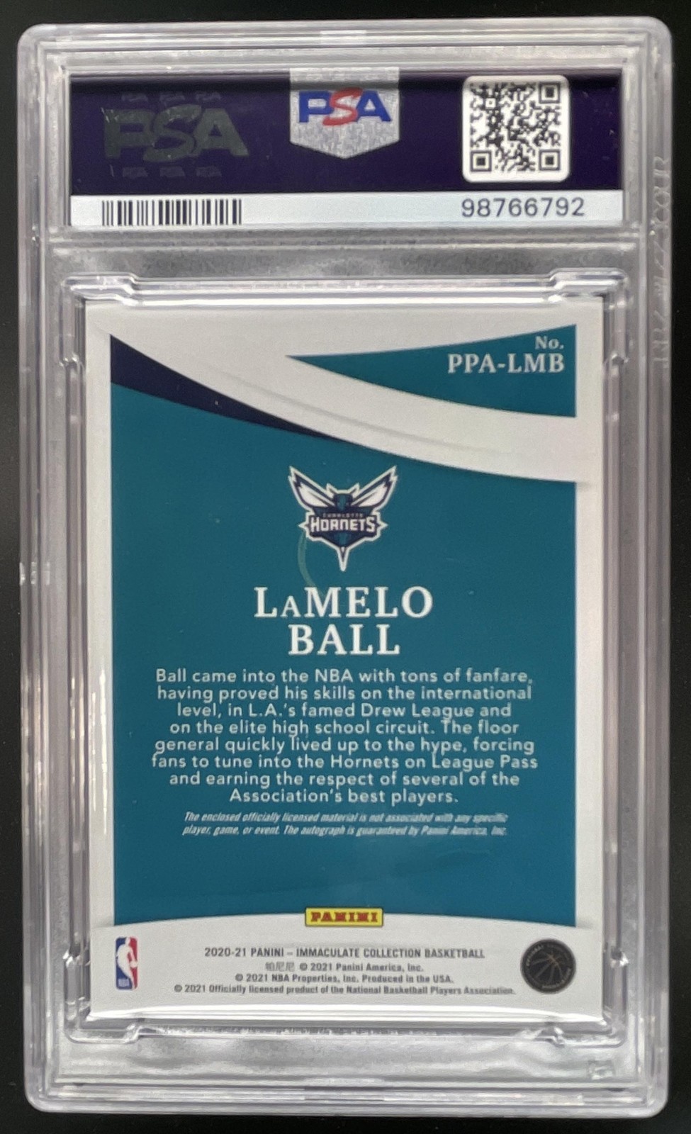 2020-21 Immaculate Collection LaMelo Ball Premium Patch Auto RC Red #/25 PSA 9 view 2
