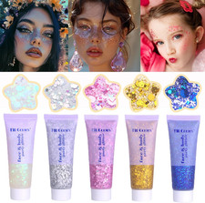 Face Body Glitter, Hair Glitter Sparkles Chunky Face Glitter Gel for Girls Makeu