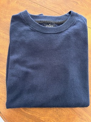 Daniel Hechter Luxury Cotton Cashmere Blend Crewneck Sweater Navy Blue Small