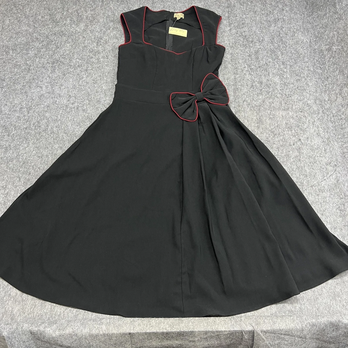 open lace back dress Lindy Bop Alanis Black Polka Dot Red dress – HerSecretCloset.co.uk main image 1