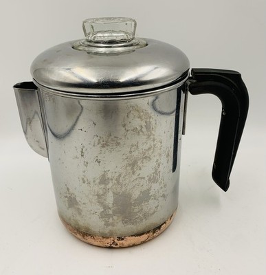 Vintage Revere Ware 1801 Pre-1968 6 Cup Coffee Pot Percolator Copper Bottom VTG