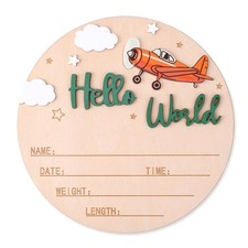 Newborn Announcement Sign, 15cm/5.91 Inch Wooden Hello as show in the picture