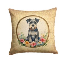 Caroline's Treasures Schnauzer and Flowers Throw Pillow DAC2198PW1414