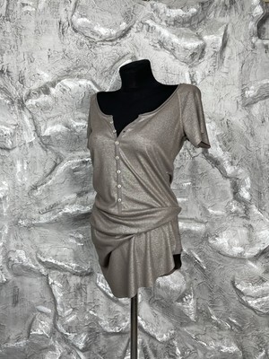 L.G.B Le Grande Blue Japanese Glamour Shiny Blouse Mini Buttons Dress Y2K Size 1