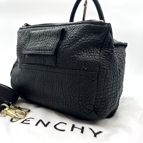 GIVENCHY Pandora Leather Handbag Shoulder Bag Black Gold-Tone Hardware