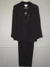 Bloomingdales Vintage Black Silk Women's Tuxedo Suit