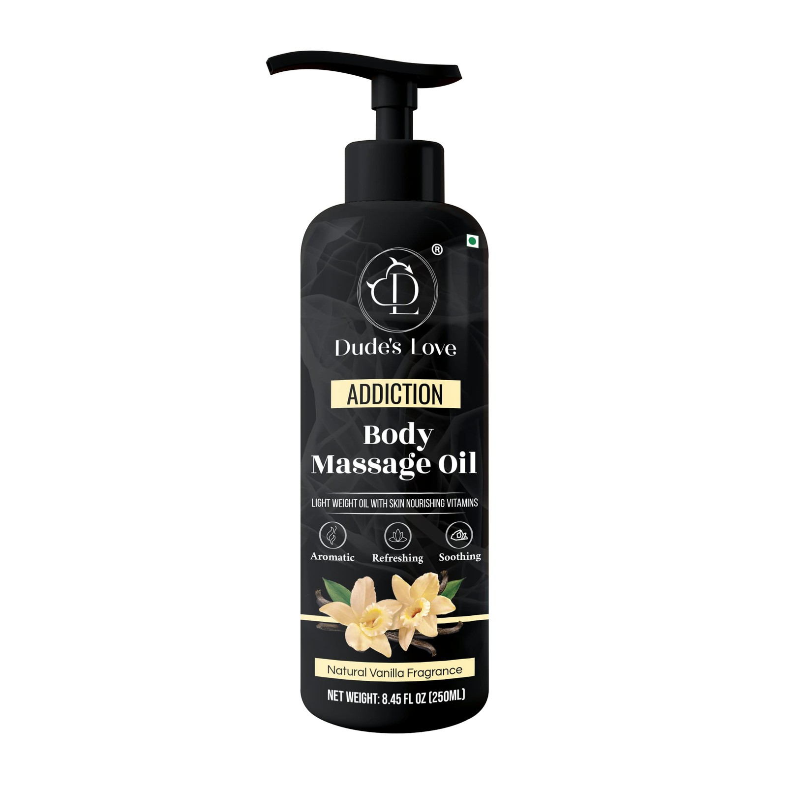 Organic - Vanilla Full Body Massage Oil - No Stain & 250 ml (Pack of 1)