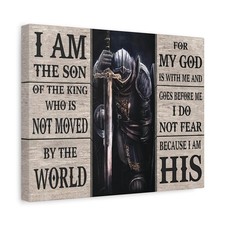 Jesus Warrior I Am His Knight God with Me Christian Gift Decor Home Canvas Wa...
