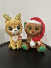 TY BEANIE BOOS-NICHOLAS and GLITZY THE CHRISTMAS BEAR 9”. BRAND NEW TAG