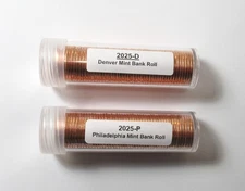 2 Bank Rolls Re Packaged (1) 2025-D & (1) 2025-P Lincoln Shield Cent Final Year!