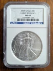 2009 AMERICAN SILVER EAGLE, NGC MS69, EARLY RELEASE,   1 oz, .999