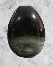 8" Smokey Gray Black Clear Glass Hand-Blown Heavy Bubble Vase