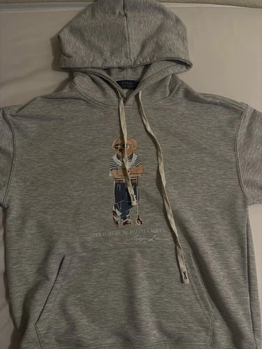 Polo Bear By Ralph Lauren Men’s Fleece Hoodie - Gray Size SMALL - product listing photo