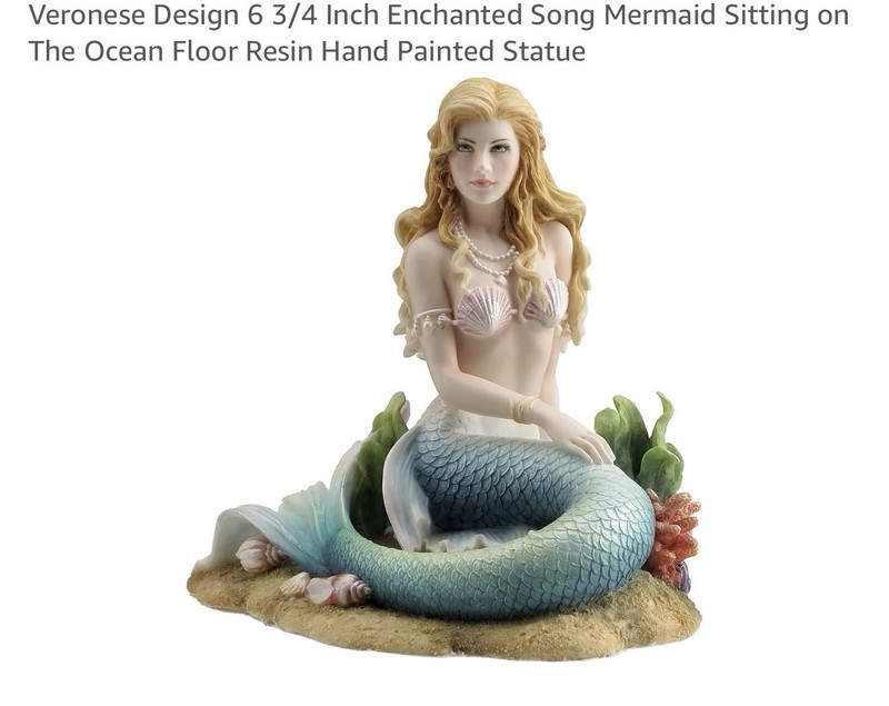 New Enchanted Song Mermaid Sitting on The Ocean Floor Resin Hand Painted