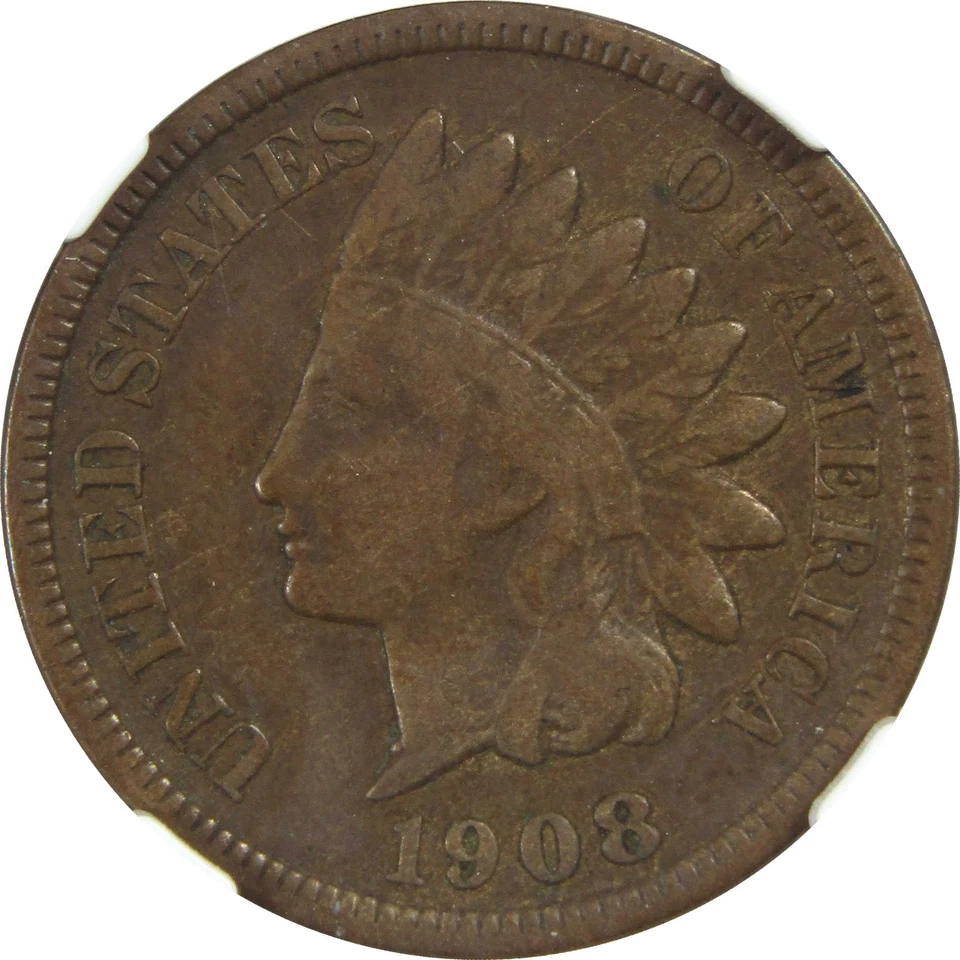 1908 S Indian Head Cent VF 25 BN NGC Penny 1c Coin SKU:I13217 - Image 3 of 4