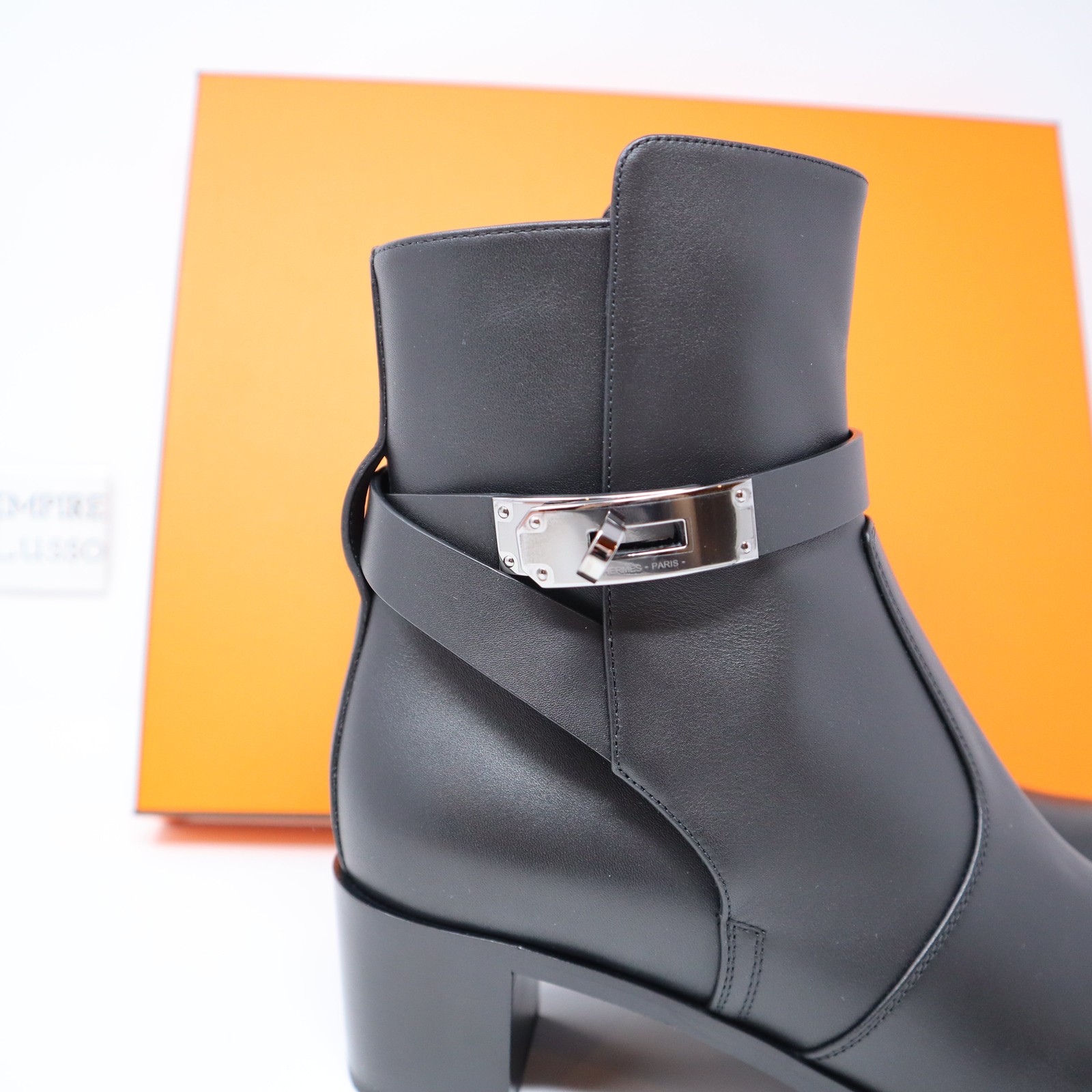 $2475 37.5 NEW HERMES BOOT Frenchie 50 ankle boot Kelly Buckle Black Classic image 3