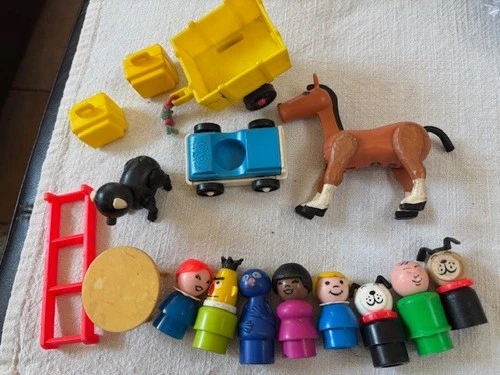 Vintage 70s fisher price little people figure and other items lot Sesame Street