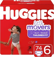 Huggies Size 6 Little Movers Unisex Baby Disposable Diapers 74 Count