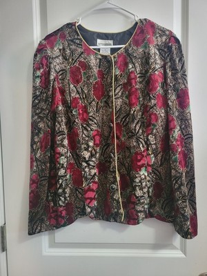 Vtg After Dark Special Occasion Evening Jacket Multicolor Velvet Lined Sz 16