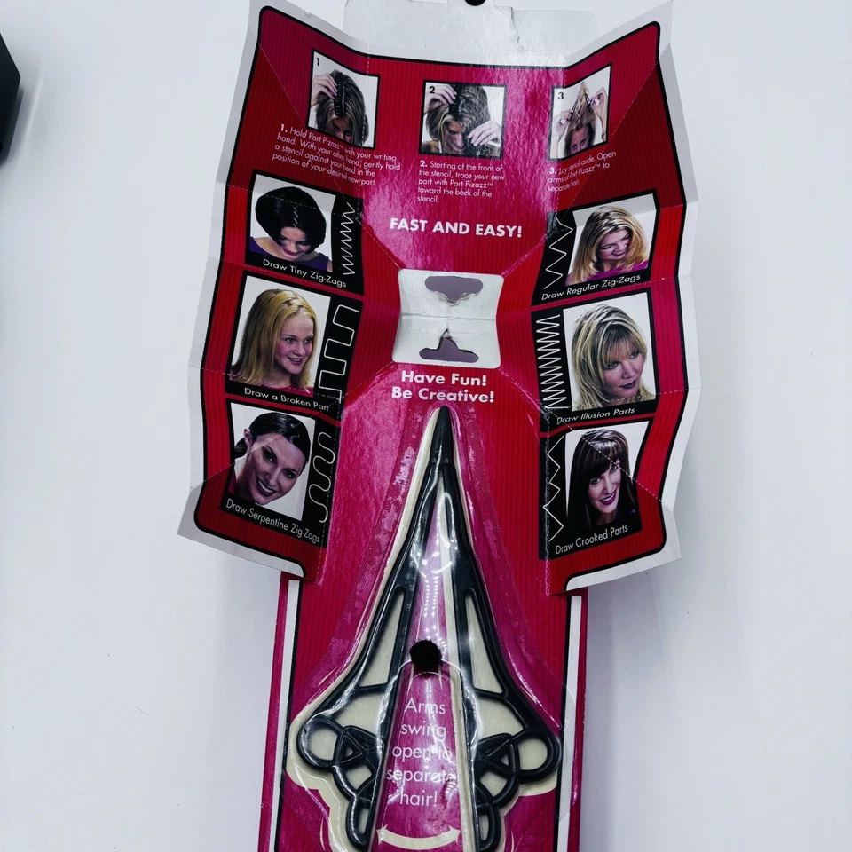 Part Pizazz Hairagami Zig Zag Part Kit Design 6 Stencils w. Video Vtg Y2K 2001 - Image 3 of 4