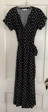 Women’s Loft Black Long Dress/Small White Geometric Design Size 4