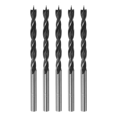 5 Stück Brad-Point-Bohrer 5 mm (13/64'') Durchmesser Gerader Stahl Runder Schaft 