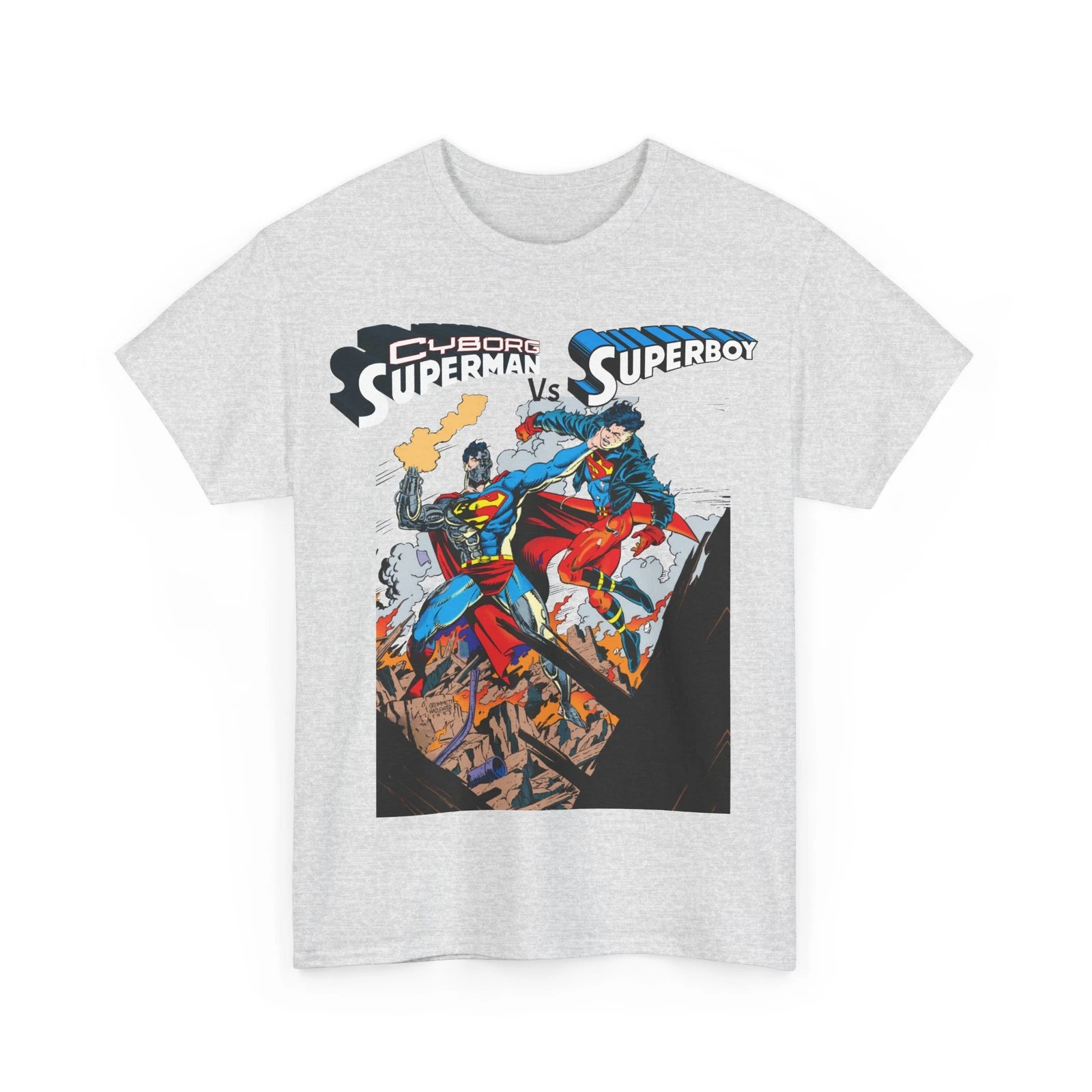 Cyborg Superman Vs Superboy T-Shirt - Tom Grummett Art - DC Comics