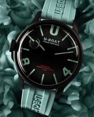 Rare U-Boat Darkmoon Pvd Watch Limited Cwc IFL Superocean Diver s Blue Dial Red