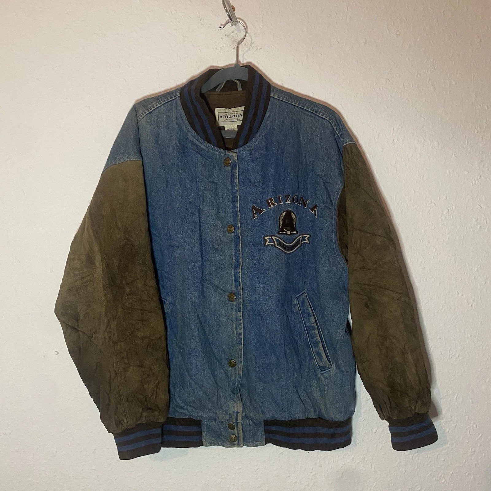 Vintage Arizona Jean Company Blue Denim Western Style Jacket Mens Size M
