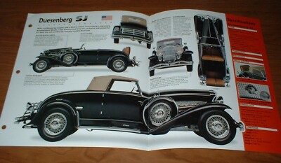 1937 Duesenberg SJ Spec Sheet Brochure Photo Poster Print 37 32 33 34 35 36 1932