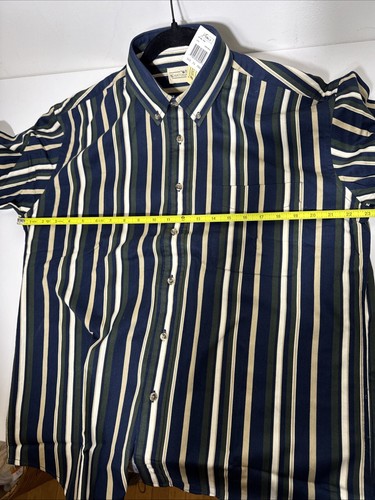 Vintage Y2K Natural Issue LS Green Blue Stripe Button Up Shirt Men's Medium NWT - Picture 9 of 9