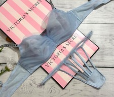 Victoria's Secret Dream Angels Twinkle Cameo Strap Glitter Tulle Bra Thong Set