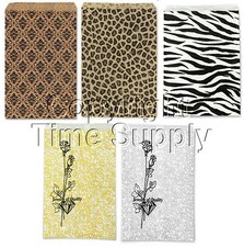 LOT OF 100 PAPER GIFT BAGS JEWELRY BAGS - 5 COLORS AND 4 SIZES