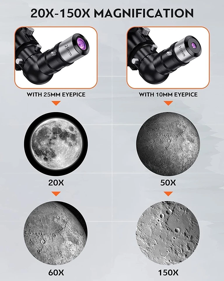 BOBLOV Telescopes for Adult Kids, Astronomical Refractor Stainless Steel Tripod - Image 2 of 4
