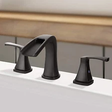 3 Hole Widespread Bathroom Sink Faucet Black 2-handle Vanity Basin Mixer w/Drain