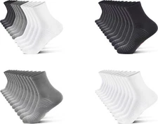 PAPLUS Quarter Sport Socks with Ankle Support (6 Pairs)