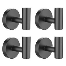Towel Hooks for Bathrooms 4 Packs Screw-in Matte Black Bathroom Towel Hook Wall
