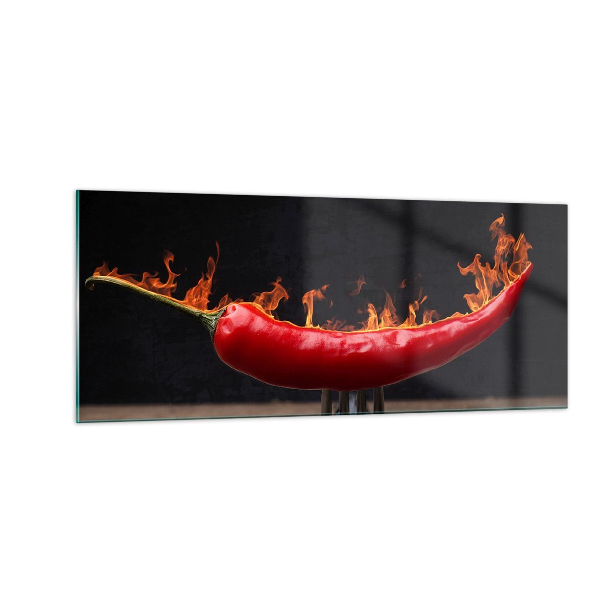 Quadro su Vetro 100x40cm Chilli Paprika biologica l'agricoltura Stampe Murale
