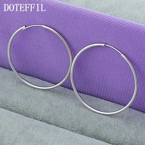 DOTEFFIL 925 Plata Esterlina Redondo 30 mm Pendiente de Arro Fiesta Moda Joyería - Imagen 4 de 4