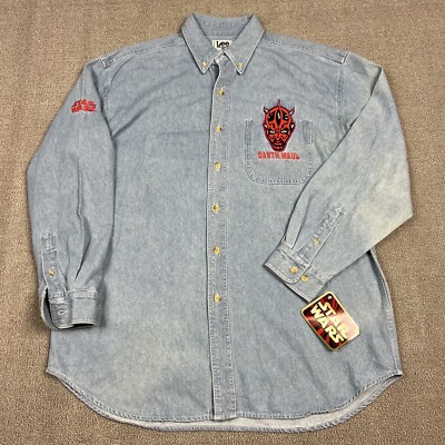 90s Star Wars Episode I Tシャツ　Lee SPORT Vintage 90s Lee Sport Darth Maul Denim Jean Button Up Shirt Mens