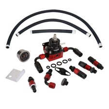 New Black Red Adjustable Fuel Pressure Regulator Kit An 6 Fitting End New Black Red Adjustable Fuel Pressure Regulator Kit An 6 Fitting End