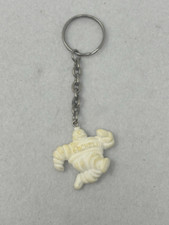 Michelin Man Tire Figurine Standing 1970s 3D White Plastic Premium Keychain VTG