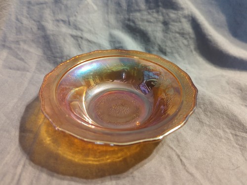 Marigold Carnival Glass, Garland Embossed, Replacement Small Round Bowl, 5" EUC - Picture 3 of 11