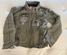 True Religion Youth Size 10 Unisex Army Green Bomber Jacket With Padded Lining