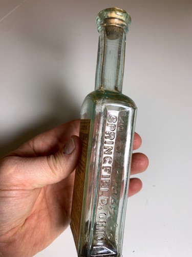 Antica bottiglia etichettata fulmine gocce calde erbe medicina Co Springfield Ohio - Foto 6 di 23