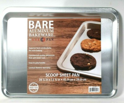 1 Count USA Pan Bare Aluminum Bakeware 16 1/2'' X 11 3/4'' Scoop Sheet Pan