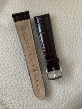 Hirsch CROCO PRINT Shiny Crocodile Leather Watch Strap Brown 20 mm